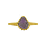 Purple Sea Glass, Gold Vermeil - Size O