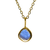Purple/Blue Sea Glass Necklace - Gold Vermeil