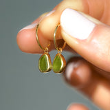 Green Sea Glass Hoops - Gold Vermeil