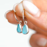 Blue Sea Glass Hoops