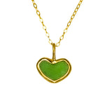 Green Sea Glass Heart Necklace, Gold Vermeil