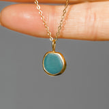 Blue Sea Glass Necklace - Gold Vermeil