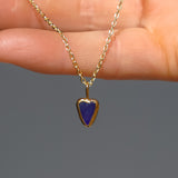 Blue Sea Glass Heart Necklace, Gold Vermeil