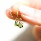Green Sea Glass Hoops - Gold Vermeil