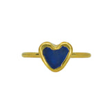 Blue Sea Glass Heart, Gold Vermeil - Size I (i)