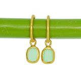 Green Sea Glass Hoops - Gold Vermeil