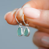 Green Sea Glass Hoops