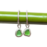 Green Sea Glass Hoops