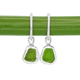 Green Sea Glass Hoops