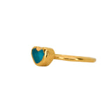 Blue Sea Glass Heart, Gold Vermeil - Size M