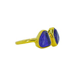 Blue Sea Glass, Gold Vermeil - Size M