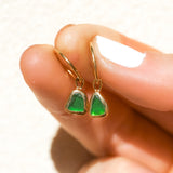 Green Sea Glass Hoops - Gold Vermeil