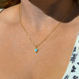 Blue Sea Glass Heart Necklace, Gold Vermeil