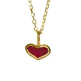 Red Sea Glass Heart Necklace, Gold Vermeil