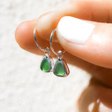 Green Sea Glass Hoops