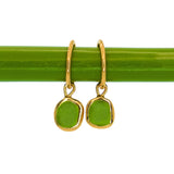 Green Sea Glass Hoops - Gold Vermeil
