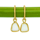 White Sea Glass Hoops - Gold Vermeil