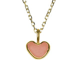 Pink Sea Glass Heart Necklace, Gold Vermeil