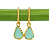 Green Sea Glass Hoops - Gold Vermeil