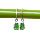 Green Sea Glass Hoops