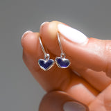 Blue Sea Glass Heart Hoops