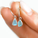 Blue Sea Glass Hoops