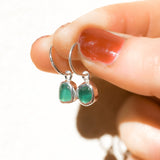 Green Sea Glass Hoops