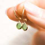 Green Sea Glass Hoops - Gold Vermeil
