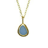 Blue Sea Glass Necklace - Gold Vermeil