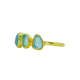 Blue Sea Glass, Gold Vermeil - Size P