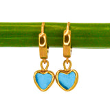 Sea Glass Heart Hoops, Gold Vermeil