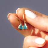 Blue Sea Glass Hoops - Gold Vermeil