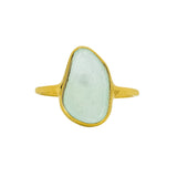 Light Blue Sea Glass, Gold Vermeil - Size L