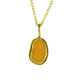 Yellow/Orange Sea Glass Necklace - Gold Vermeil