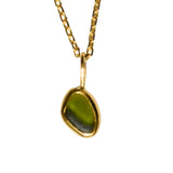 Green Sea Glass Necklace - Gold Vermeil