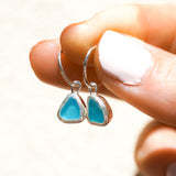 Blue Sea Glass Hoops