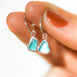 Blue Sea Glass Hoops