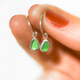 Green Sea Glass Hoops