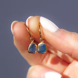Blue Sea Glass Hoops - Gold Vermeil