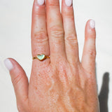 Green Sea Glass Heart, Gold Vermeil - Size O