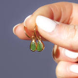 Green Sea Glass Hoops - Gold Vermeil