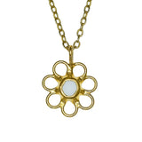 White Sea Glass Flower Necklace -  Gold Vermeil