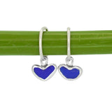 Blue Sea Glass Heart Hoops