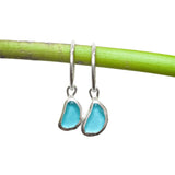 Blue Sea Glass Hoops