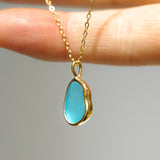 Blue Sea Glass Necklace - Gold Vermeil
