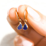 Blue Sea Glass Hoops - Gold Vermeil