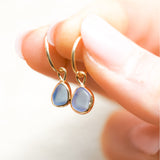 Purple/Blue Sea Glass Hoops - Gold Vermeil
