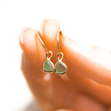 Green Sea Glass Hoops - Gold Vermeil