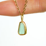 Green Sea Glass Necklace - Gold Vermeil