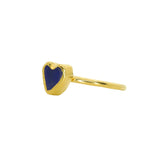 Blue Sea Glass Heart, Gold Vermeil - Size N